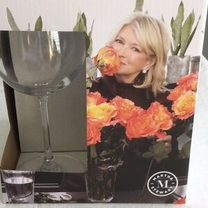 Martha Stewart Wine Glass Set with Orange and Yellow Floral Design